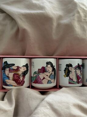 Vintage Erotic Sutra Korean Shunga Sake Cups